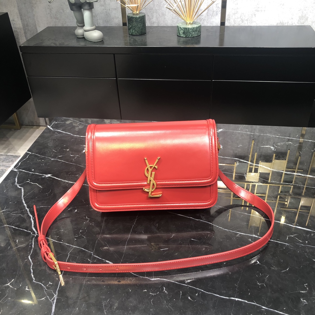 Saint Laurent Solferino Box Medium Calfskin Handbag Shoulder Bag Light Red 634305